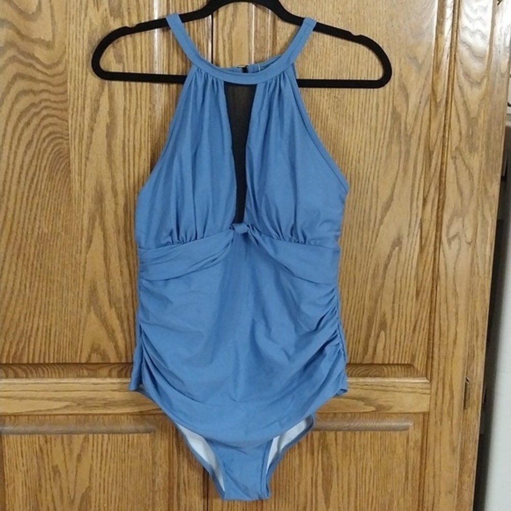 Tempt Me NWT Women's Ruched Tummy Control One Piece Swimsuit Size‎ XL Blue